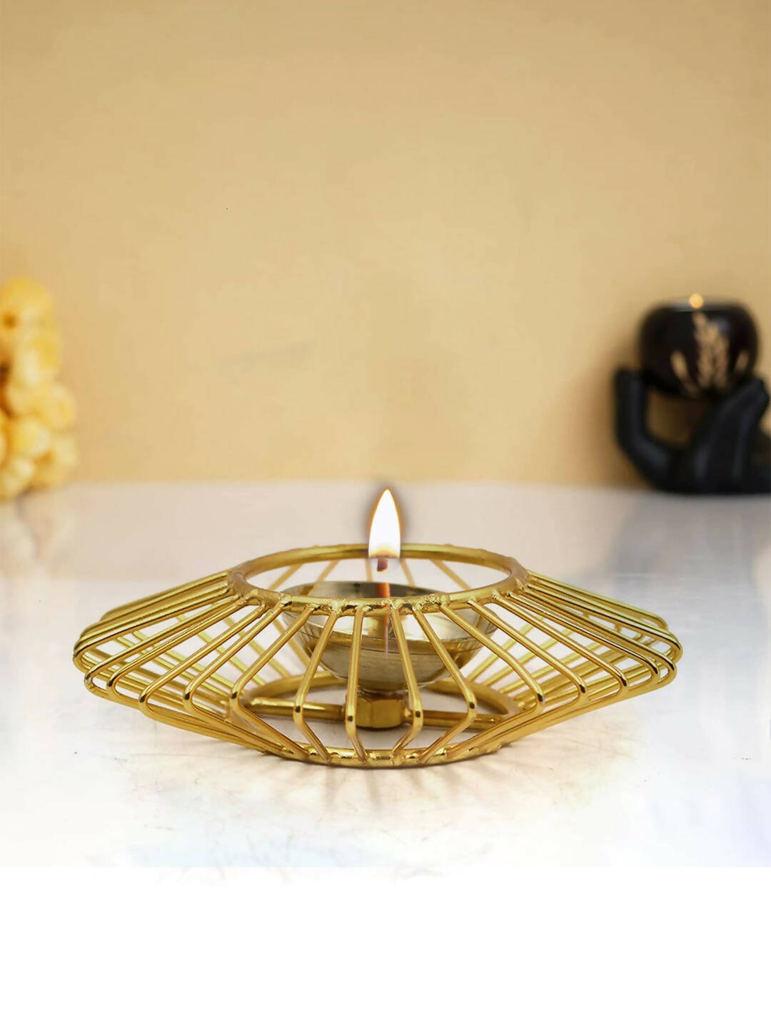CraftVatika Gold-Toned Decorative Akhand Brass Diya - Distacart