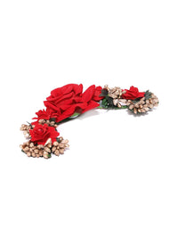 Thumbnail for Priyaasi Women Artificial Red Rose Flower Handcrafted Fabric Gajra/Hair Bun Accessories - Distacart