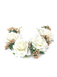 Thumbnail for Priyaasi Women White Gold Plated Floral Bun Hair Accessories - Distacart