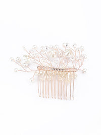 Thumbnail for Priyaasi Women White Pearls Crystal Gold Plated Floral Hair Pin - Distacart