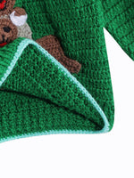 Thumbnail for Chutput Kids Woollen Hand Knitted Full Sleeves Kangaroo Detail Cardigan - Green - Distacart