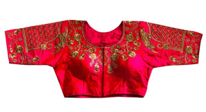 Vamika Beautiful Pink Banglori Silk Embroidery Blouse - Distacart