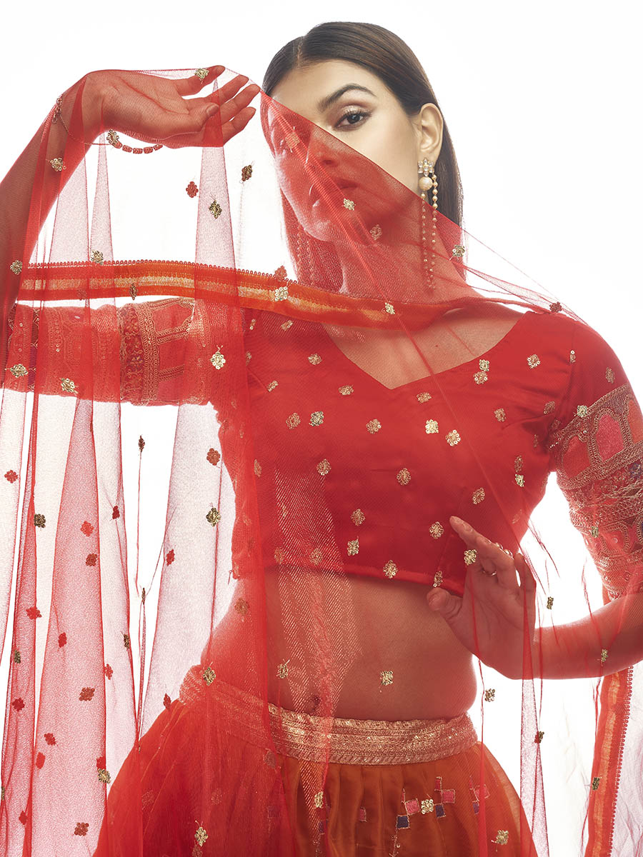 Myra Musturd Satin Georgette Embroidered Designer Lehenga - Distacart