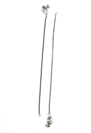 Mominos Fashion Kamal Johar Oxidised Silver Simple Anklets