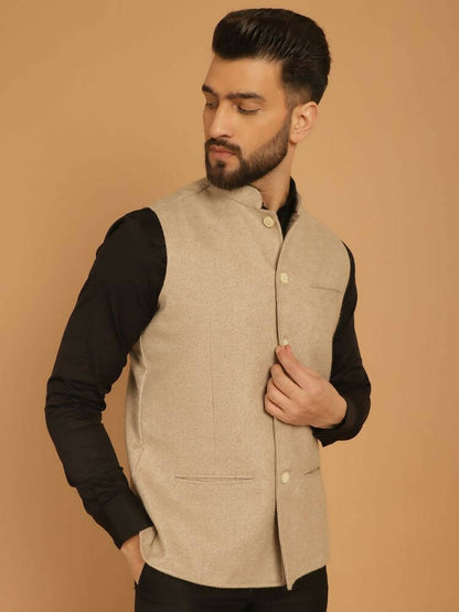 Even Apparels Pure Wool Nehru Jacket - Off White - Distacart