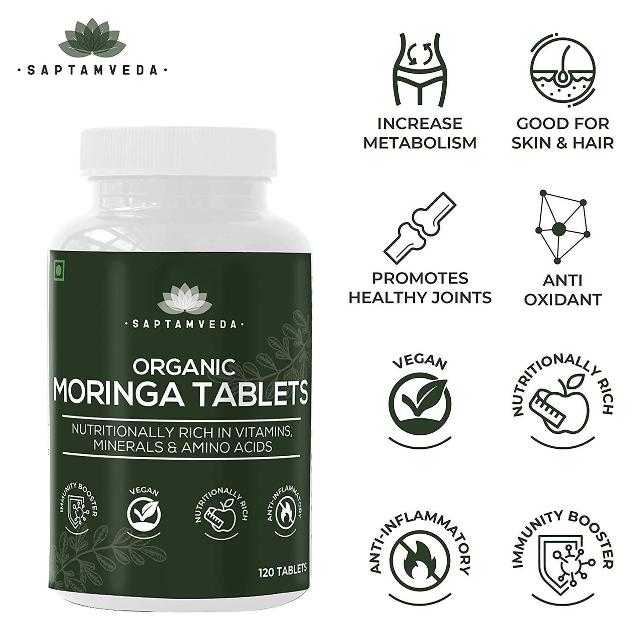 Saptamveda Organic Moringa Tablets