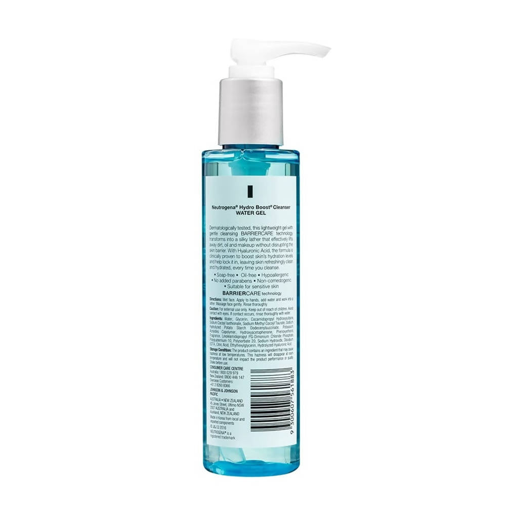 neutrogena hydro boost cleanser water gel with hyaluronic acid ingredients