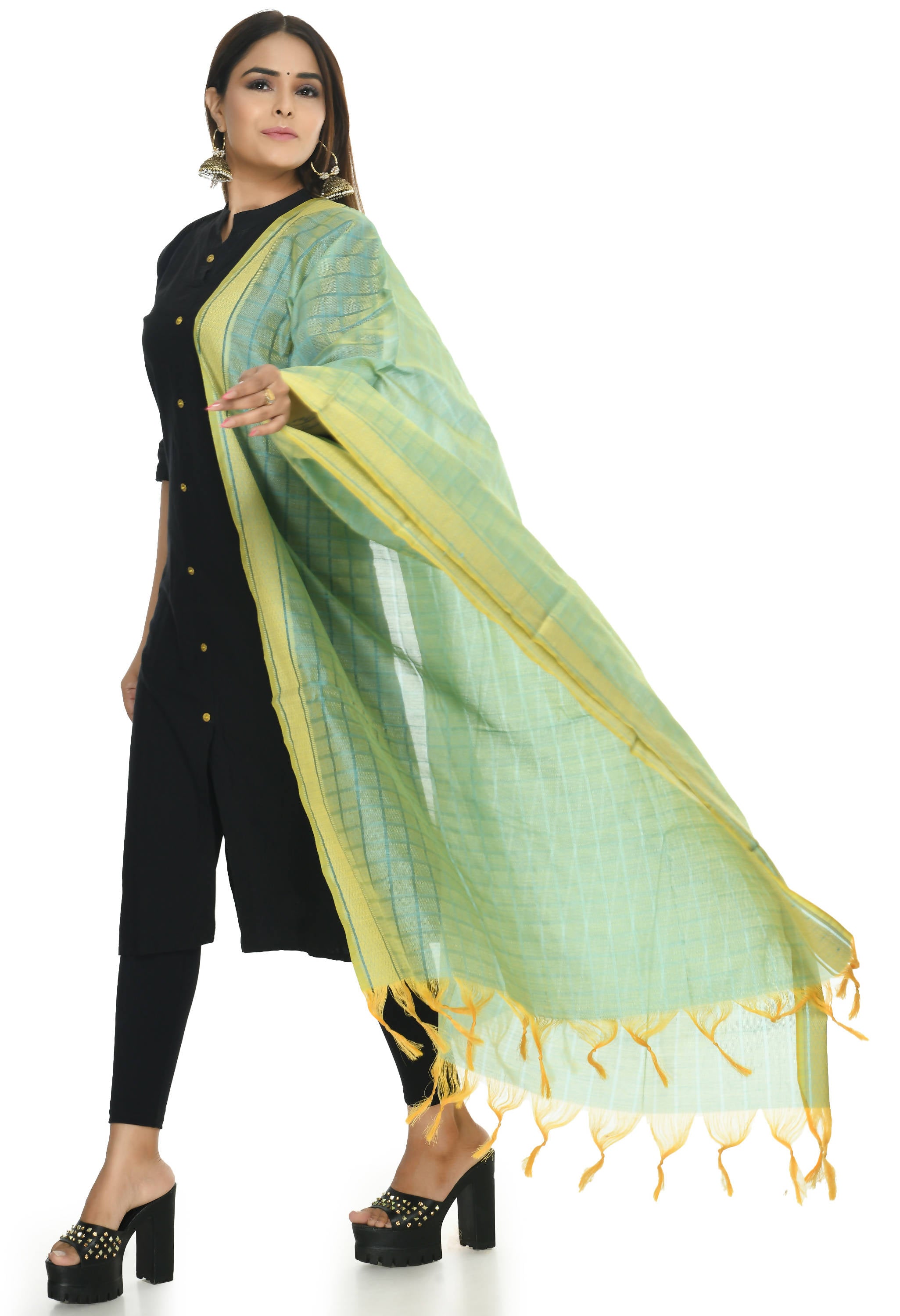 Mominos Fashion Moeza Handloom Cotton Sky Blue Dupatta - Distacart