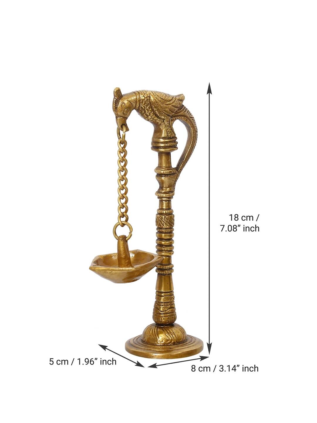 eCraftIndia Gold Toned Decorative Brass Parrot Diya - Distacart