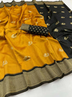 Thumbnail for DEIANA'S Beautiful Golden Jari with New Design Soft Lichi Silk Saree - Yellow - Distacart