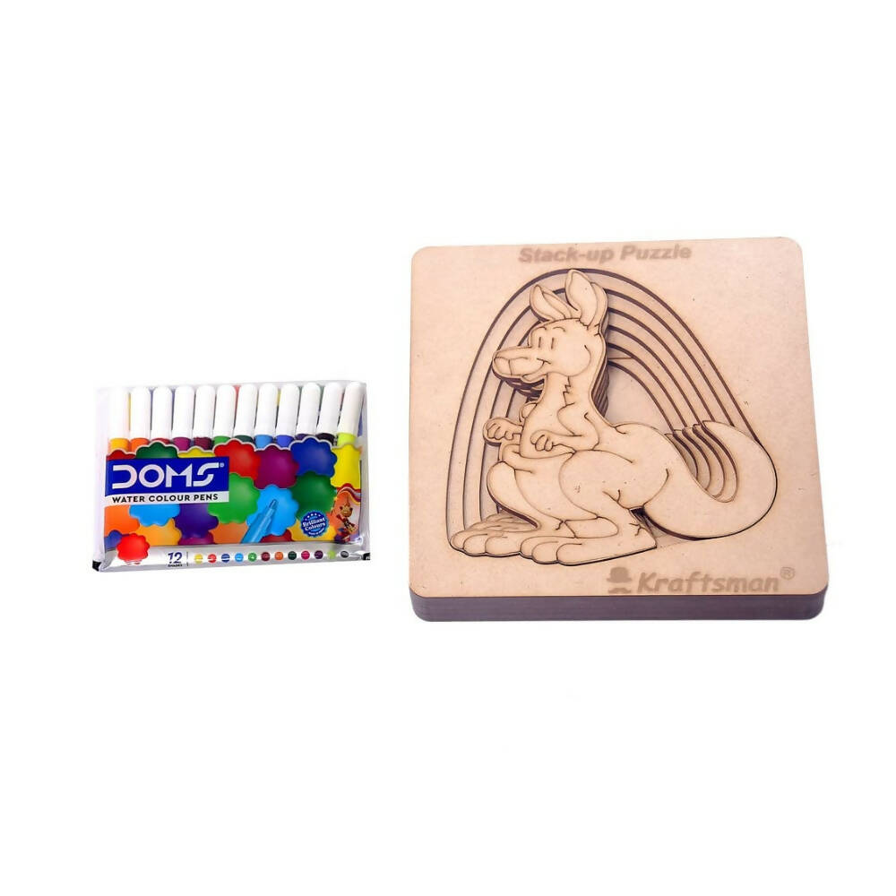 Kraftsman Stack up Puzzles/ Layered Puzzle Kangaroo Shape for Kids | Color Kit Included | 6 Pieces Puzzle - Distacart