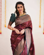 Thumbnail for DEIANA'S Beautiful Golden Jari with New Design Soft Lichi Silk Saree - Brown - Distacart