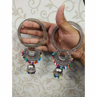 Thumbnail for Silver Color With Multicolor Pearls Latkan Jhumki Bangles