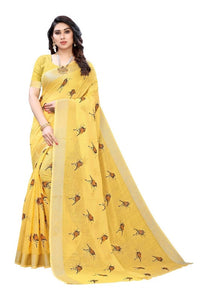 Thumbnail for Vamika Yellow Chanderi Designer Saree (SERIN YELLOW)