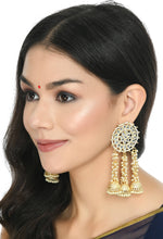 Thumbnail for Mominos Fashion Johar Kamal Golden Plated Earrings With Kundan & Pearls - Distacart