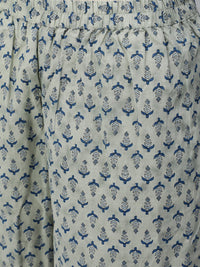Thumbnail for NOZ2TOZ Women Blue & Cream Floral Printed Kurta Set With Trouser & Dupatta - Distacart