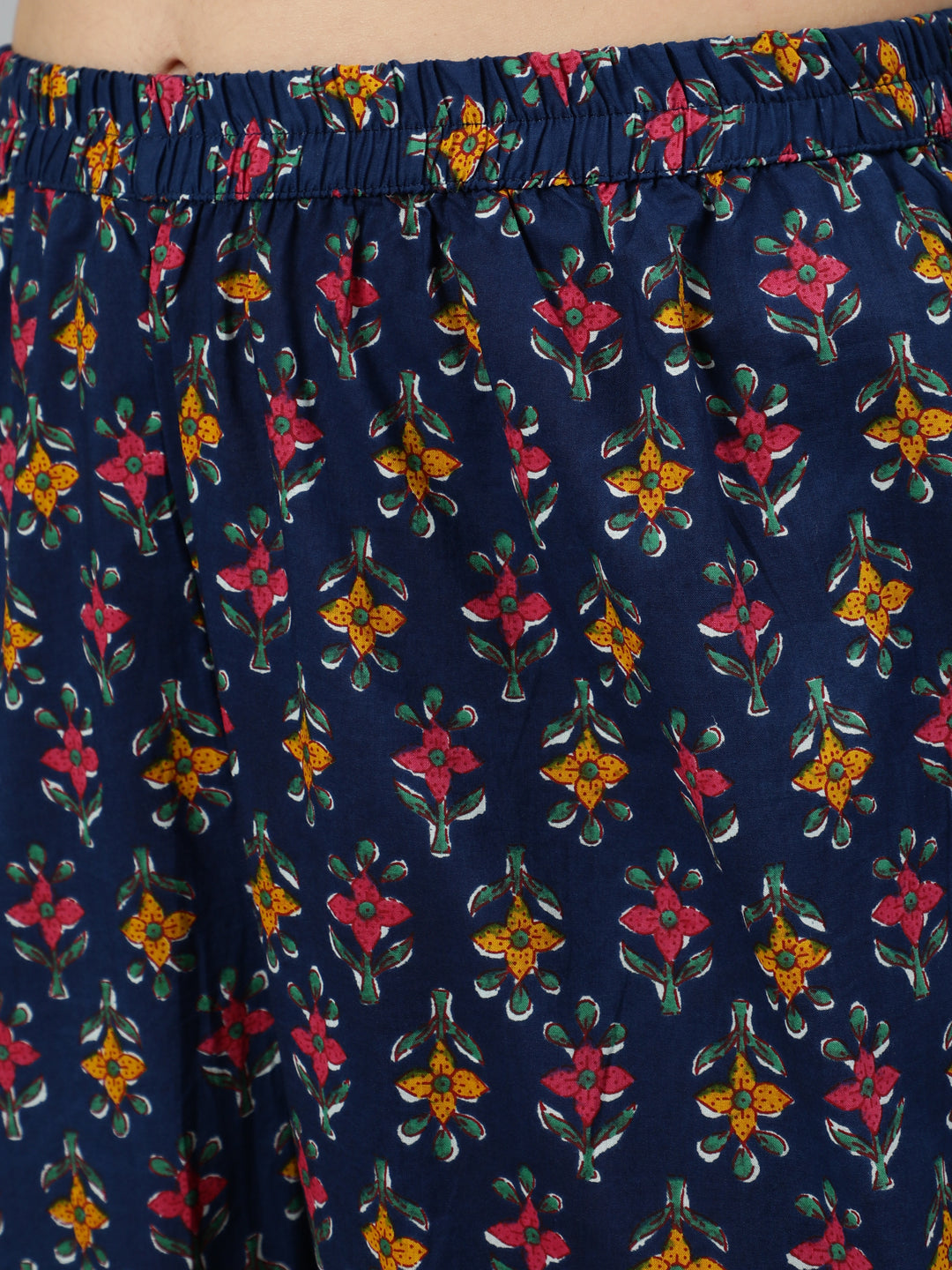 NOZ2TOZ Women Blue Floral Printed Pure Cotton Kurta With Trouser And Dupatta - Distacart
