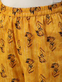 Thumbnail for NOZ2TOZ Women Mustard Yellow Ethnic Motifs Printed Layered Pure Cotton Kurta With Plazzos & Dupatta - Distacart