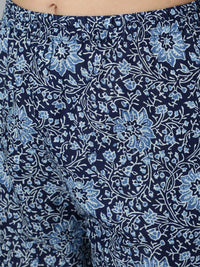 Thumbnail for NOZ2TOZ Women Blue Ethnic Motifs Printed Pure Cotton Kurta with Palazzos & Dupatta - Distacart