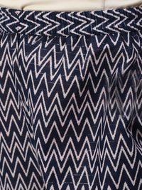 Thumbnail for NOZ2TOZ Women Navy Blue Ethnic Motifs Printed Pure Cotton Kurta With Trouser And Dupatta - Distacart