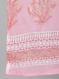 Thumbnail for NOZ2TOZ Women Pink Printed Flared Kurta With Trouser & Dupatta - Distacart