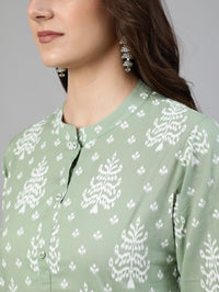Thumbnail for NOZ2TOZ Women Olive Green Ethnic Printed Kurta And Palazzo With Dupatta - Distacart