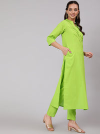 Thumbnail for NOZ2TOZ Women Green Solid Straight Kurta With Palazzo And Dupatta - Distacart
