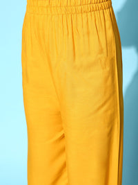Thumbnail for NOZ2TOZ Women Yellow Embroidered Straight Kurta With Plazo & Dupatta - Distacart