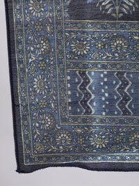 Thumbnail for NOZ2TOZ Women Grey & Navy Blue Ethnic Printed Straight Kurta With Palazzo And Printed Dupatta - Distacart