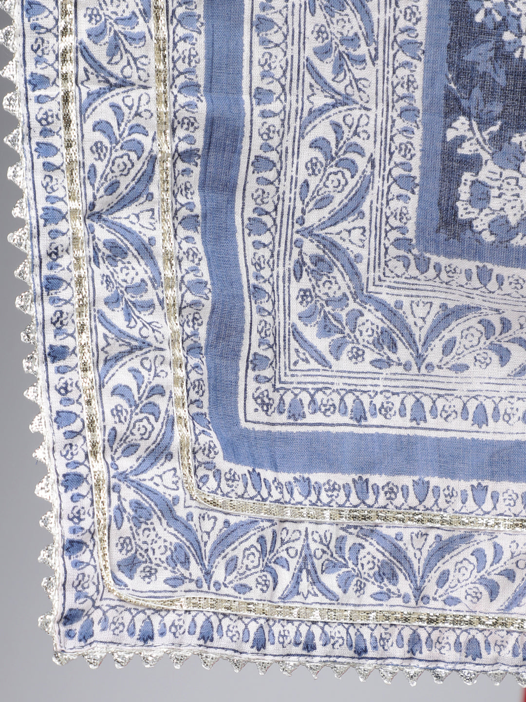 NOZ2TOZ Women Blue Ethnic Printed Flared Kurta With Trouser And Dupatta - Distacart