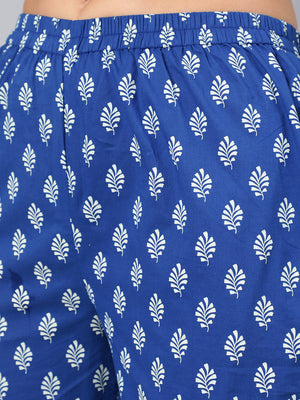NOZ2TOZ Women Blue Printed Flared Kurta With Trouser And Dupatta - Distacart