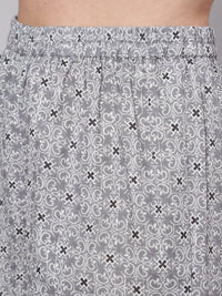 Thumbnail for NOZ2TOZ Women Grey Silver Striped Printed Kurta With Palazzo And Dupatta - Distacart