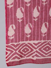 Thumbnail for NOZ2TOZ Women Burgundy Ethnic Motifs Printed Pure Cotton Kurta With Palazzos & Dupatta - Distacart