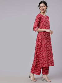 Thumbnail for NOZ2TOZ Women Red Bandhani Printed Straight Kurta With Palzzo And Dupatta - Distacart