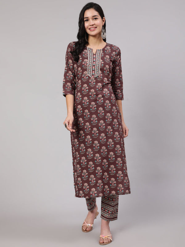 Women Purple Printed Straight Kurtas