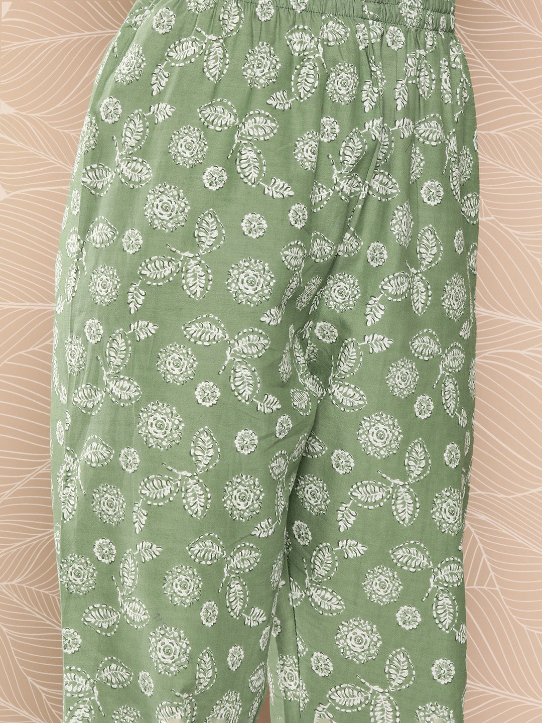 NOZ2TOZ Women Green Floral Printed Anarkali Kurta With Trouser And Dupatta - Distacart