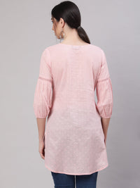 Thumbnail for NOZ2TOZ Women Pink Straight Tunic With Three Quaretr Sleeves - Distacart