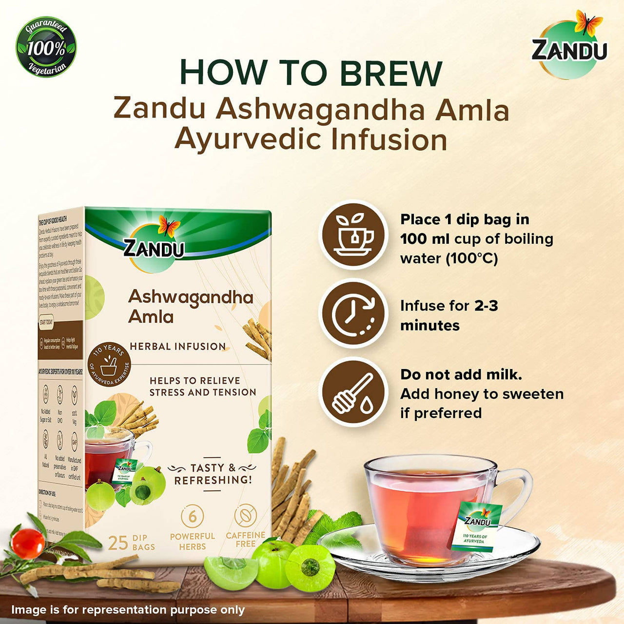 Zandu Ashwagandha Amla Herbal Infusion Tea