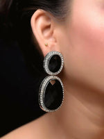 Thumbnail for Smart Dangler With Rhino Stone Border Black Earrings For Women and Girls By House of Ree - Distacart