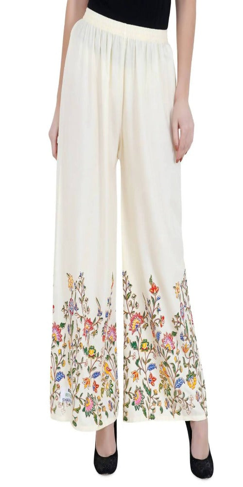 Mominos Fashion Off White Floral Design Palazzo