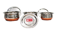 Thumbnail for Sublime Kitchenware Set of 3 Stainless Steel Copper Bottom Handi with Lid