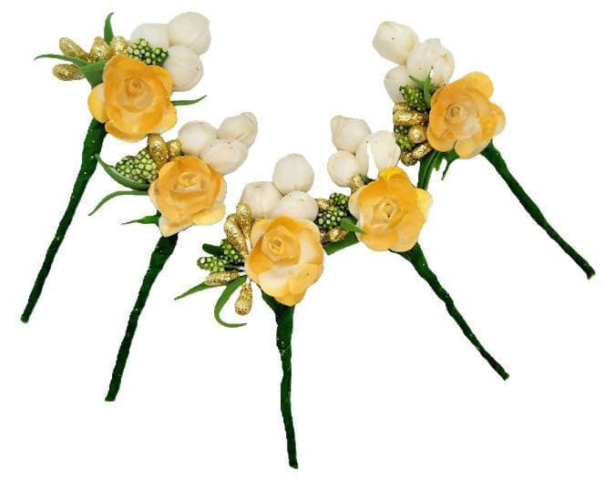 Yellow &amp; White Flower Brooches