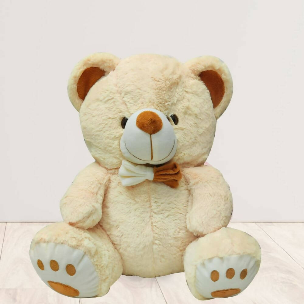 Webby Plush Cute Sitting Teddy Bear Soft Toys with Neck Bow and Foot Print (Beige) - Distacart