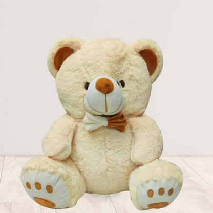 Webby Plush Cute Sitting Teddy Bear Soft Toys with Neck Bow and Foot Print (Beige) - Distacart