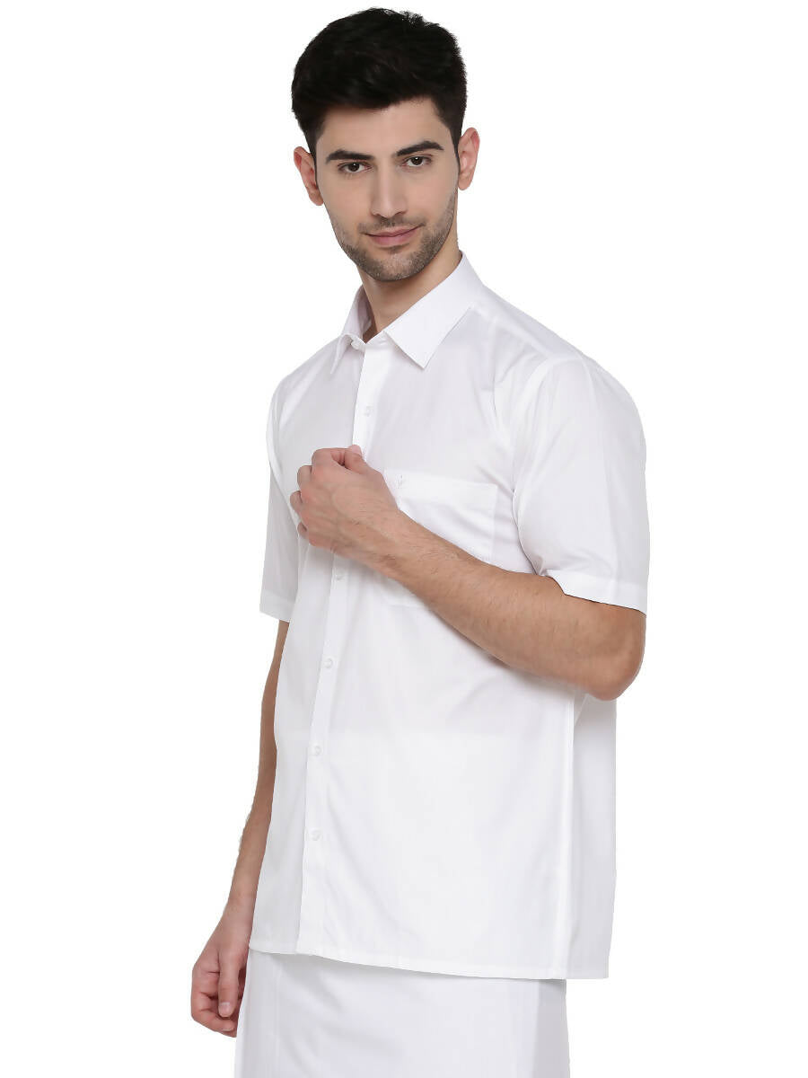 Ramraj Cotton Mens Half Sleeve Formal 100 % Cotton White Shirt - Distacart