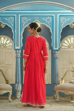 Thumbnail for Juniper Women's Red Cotton Cambric Festive Wear Solid Gotta Work Dress - Distacart