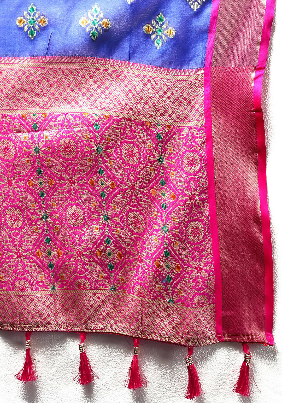 Lorenvalley Fashion Blue Organza Silk Woven Design with Meenakari Weaving Saree - Distacart