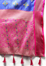 Thumbnail for Lorenvalley Fashion Blue Organza Silk Woven Design with Meenakari Weaving Saree - Distacart