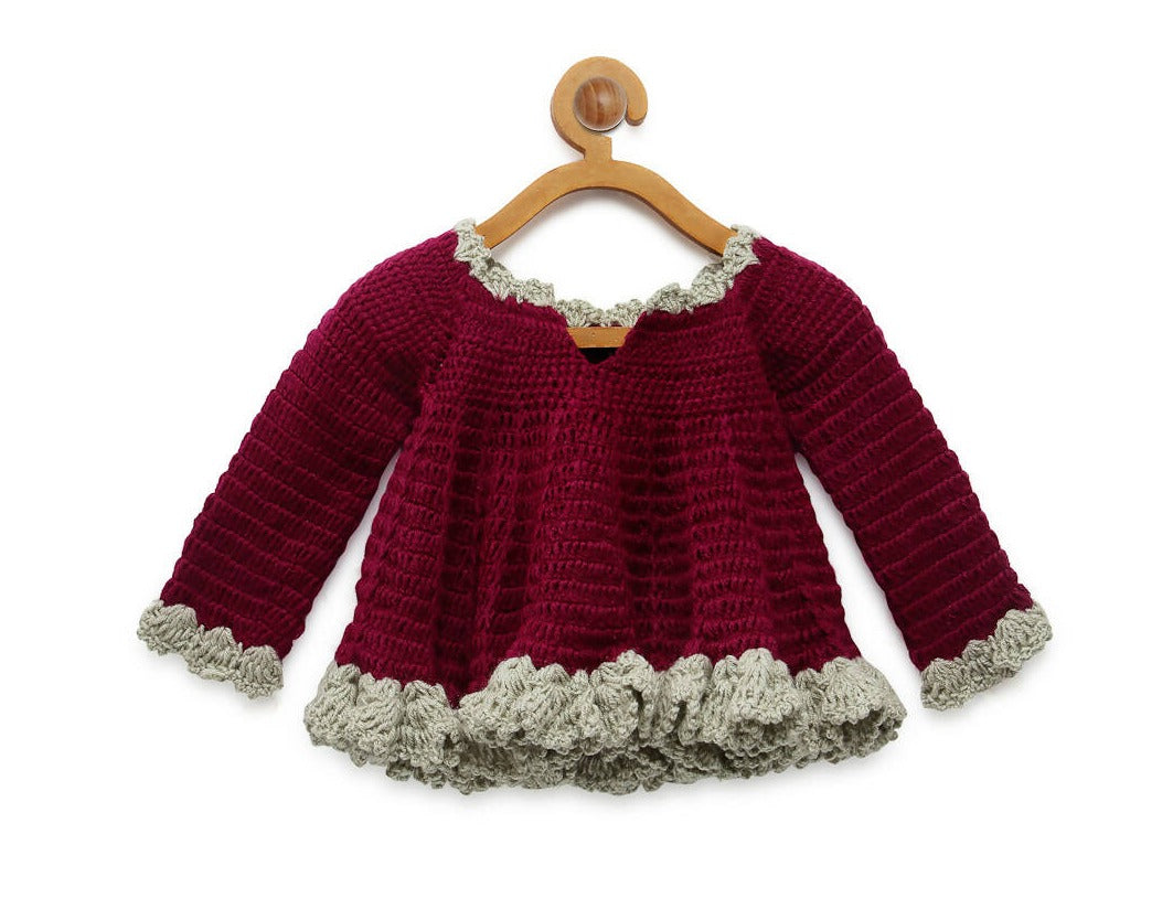 Chutput Kids Purple- Coloured Solid Pullover Sweater For Baby Girls - Distacart