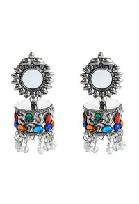 Thumbnail for Tehzeeb Creations Oxidised Multi Colour Kundan Earrings